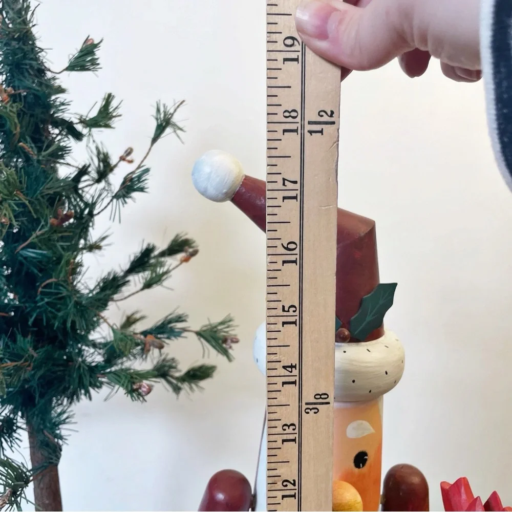 Vintage Elaine Thompson Folk Art Santa with Cardinal Wood Figurine Hand Painted